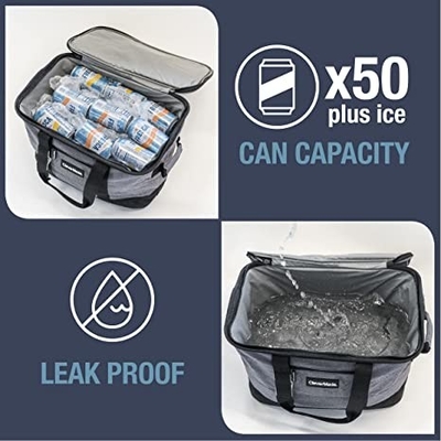 Το Leakproof πτυσσόμενο μονωμένο μαλακό πλαισιωμένο φορητό παντοπωλείο 50 τσαντών μπορεί πιό δροσερός να τοποθετήσει σε σάκκο