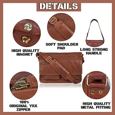 14inch Cowhide 400g καμβά τσαντών αγγελιοφόρων δέρματος των γυναικών lap-top