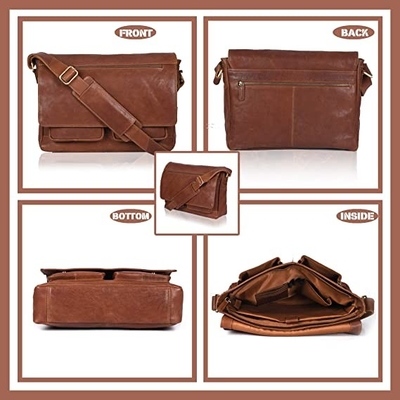 14inch Cowhide 400g καμβά τσαντών αγγελιοφόρων δέρματος των γυναικών lap-top