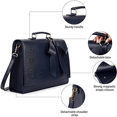Satchel υπολογιστών ώμων τσαντών lap-top δέρματος Vegan γυναικών αποσπάσιμο τόξο τσαντών